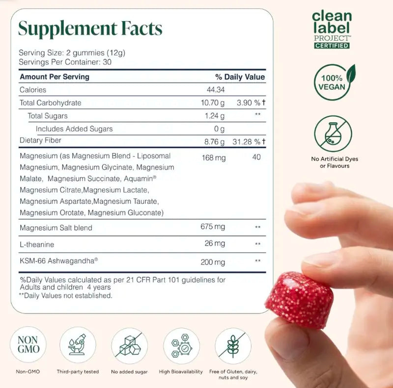 Liposomal Magnesium + Ashwagandha Gummies with Beadlet Technology