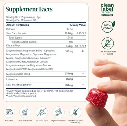 Liposomal Magnesium + Ashwagandha Gummies with Beadlet Technology